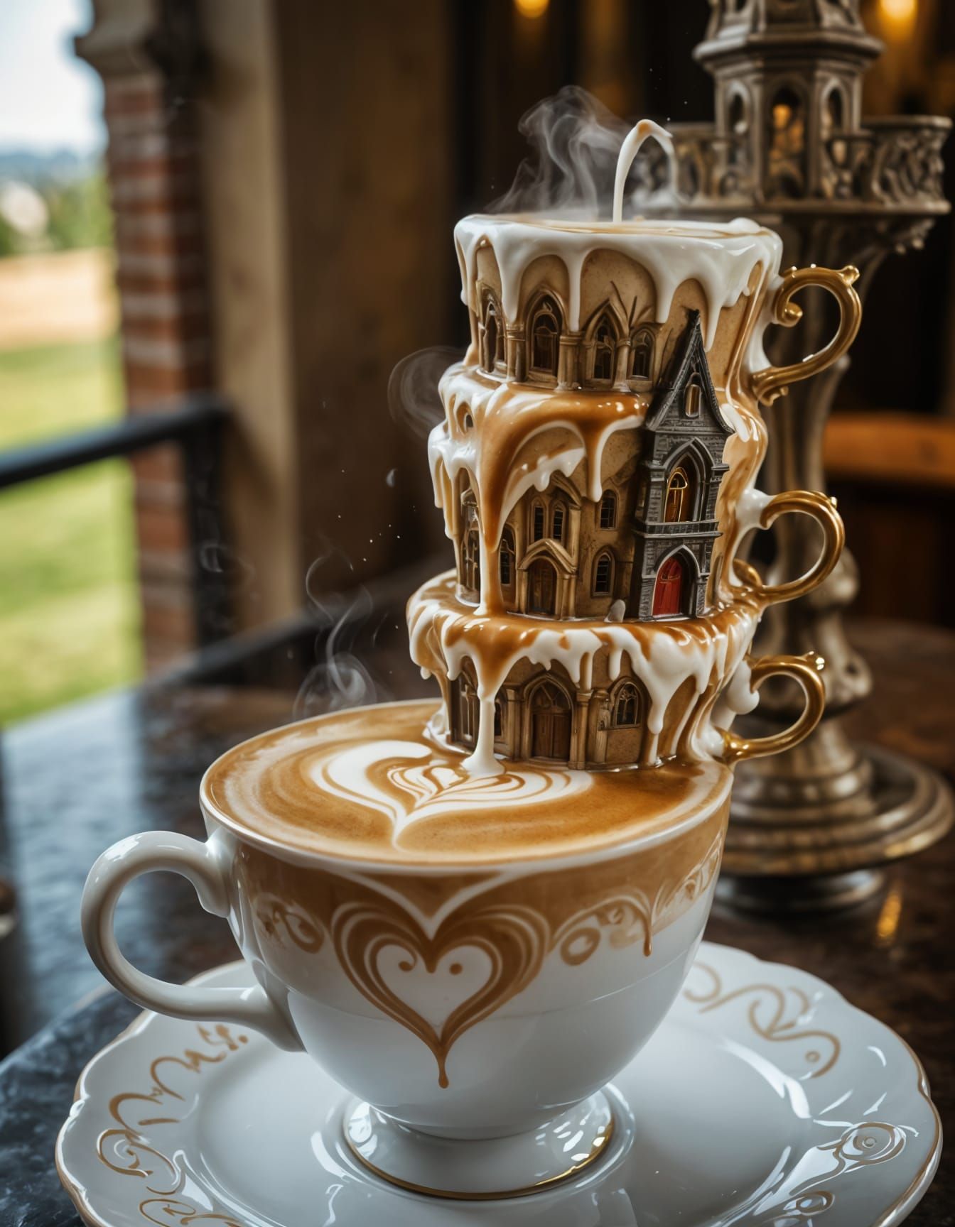 Gothic Latte Fountain in Intricate Victorian Detail