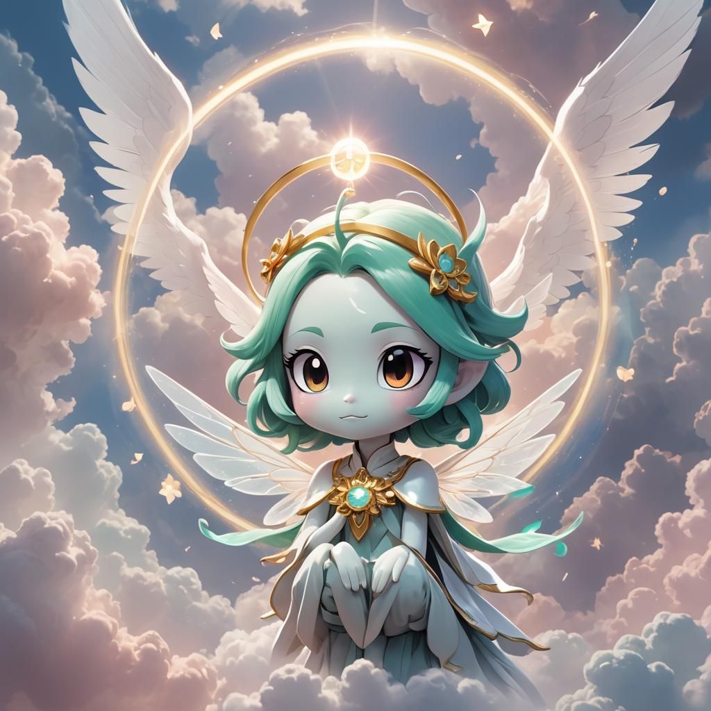 Chibi Porcelain Gardevoir with Halo, Digital Art