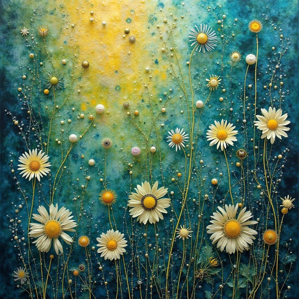 Heavenly Abstract Floral Design with Iridescent Hues