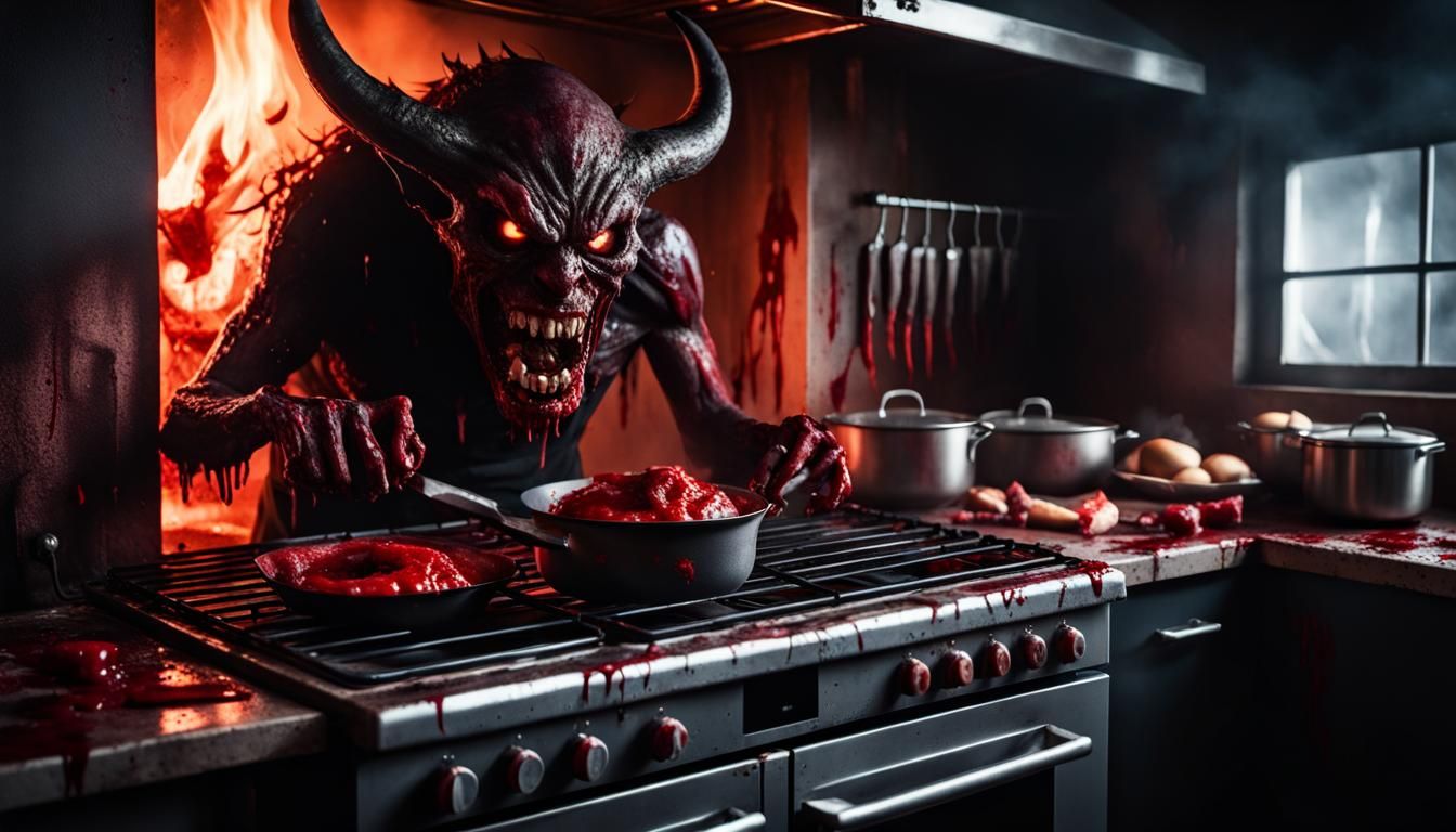 Demonic Kitchen Appliances in Dark Fantasy Style