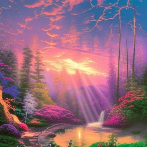 Enchanted Forest Home with Sparkling Pipe, Photorealistic