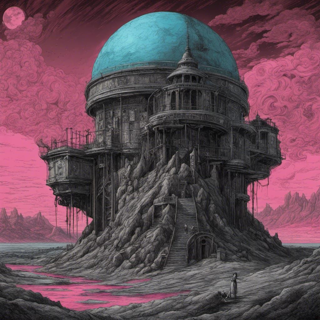Baroque Observatory in Eldritch Synthwave Wasteland