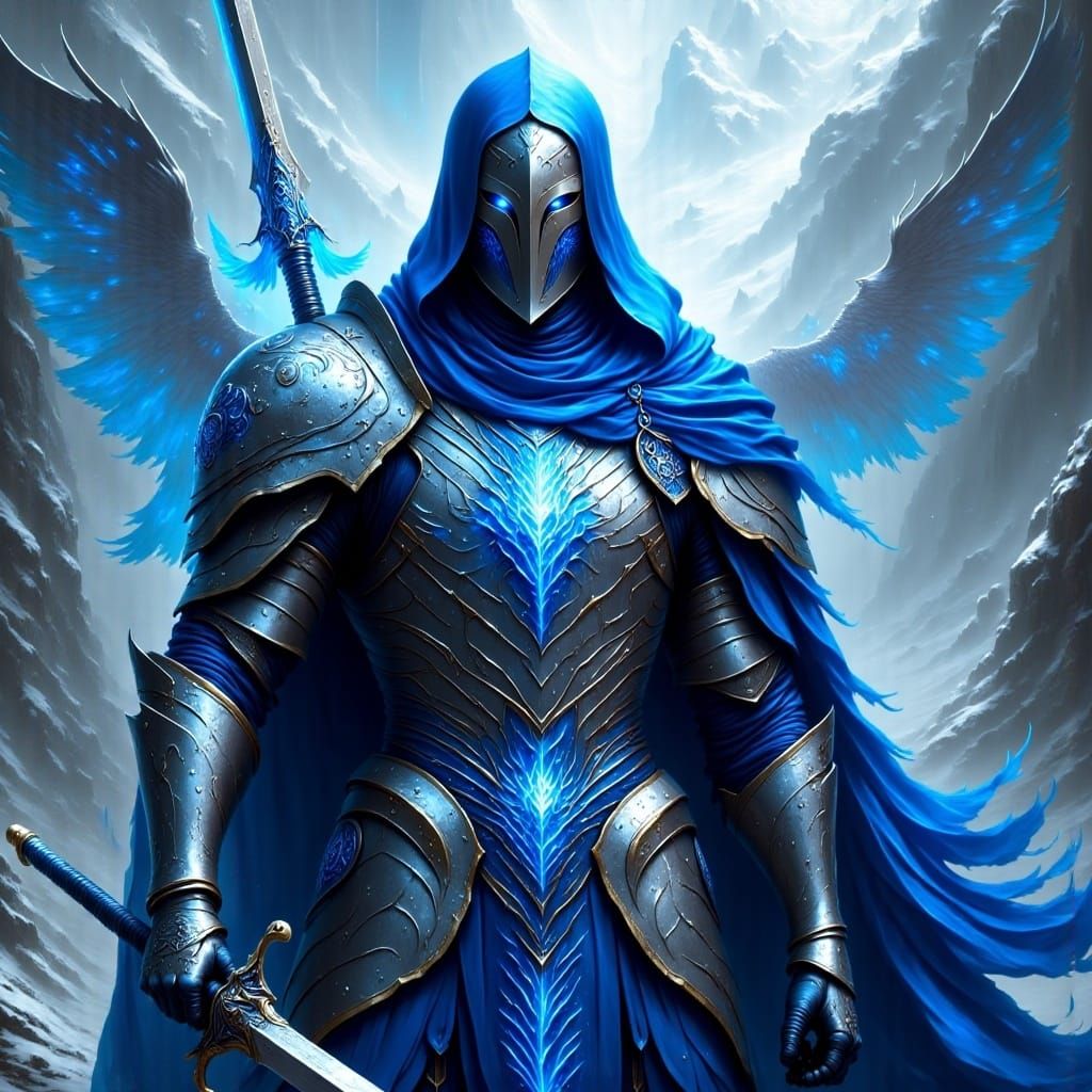 Armored Paladin with Longsword, Fantasy Art