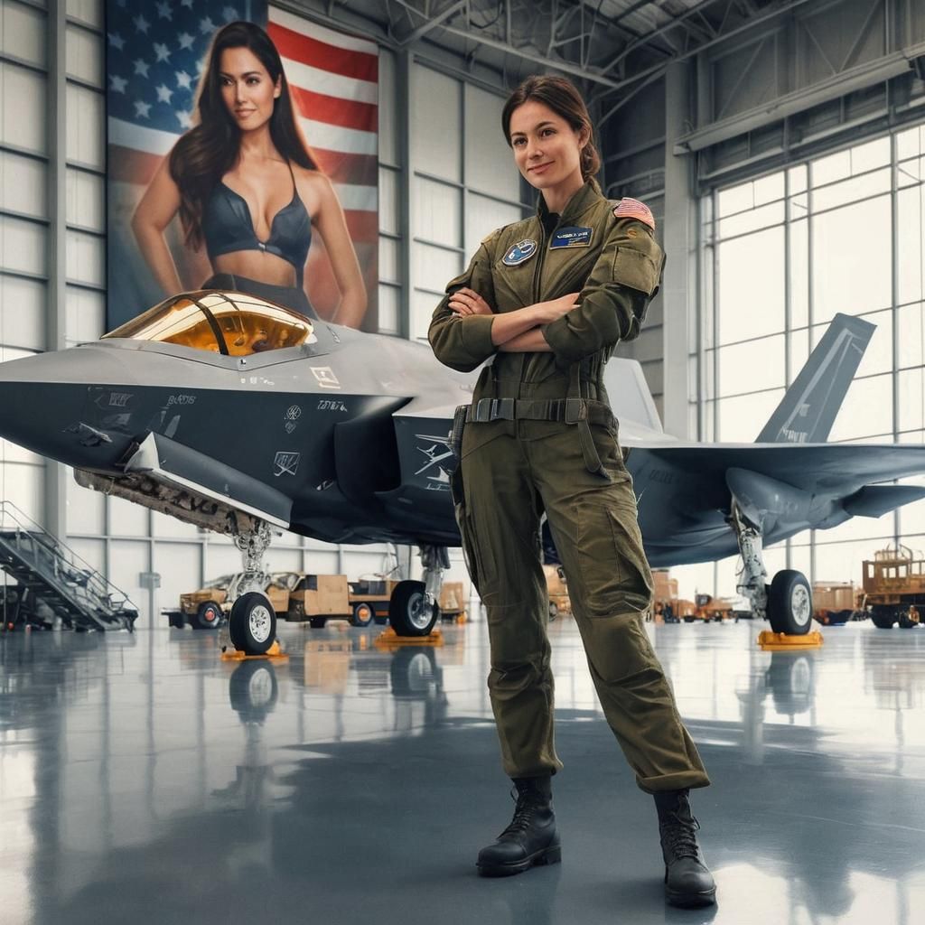 Female Pilot Before Lockheed F-35 Fighter