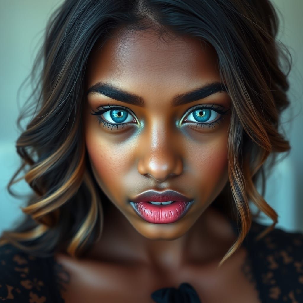 Hyperrealistic Portrait of a Woman with Black Lace Corset