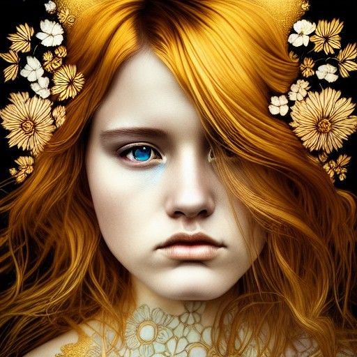 Gorgeous Woman with Gold Tears: Digital Illustration