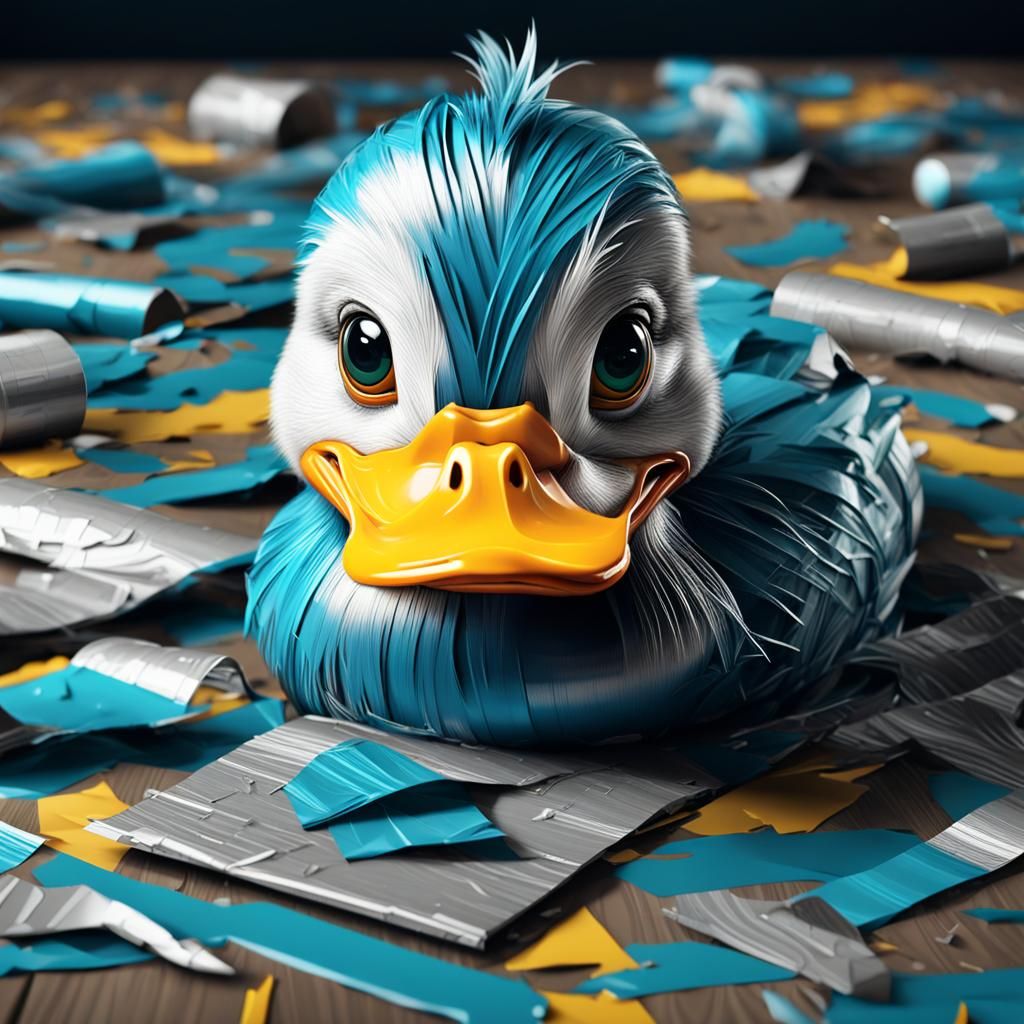 Duct Tape Duckling: 3D Digital Art Masterpiece