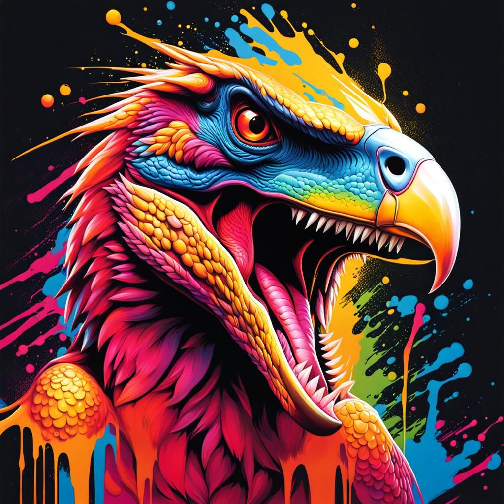 Colorful Graffiti Raptor Street Art