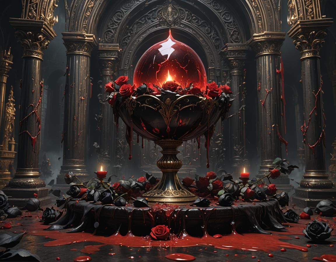 Chalice of Blood with Black Roses