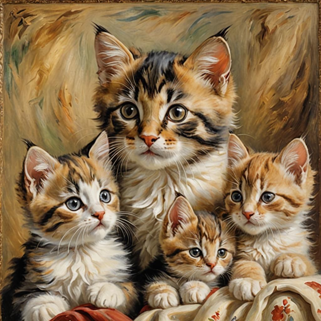 Kittens in the Style of Impressionism