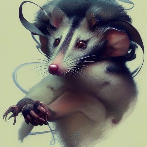 Hyperdetailed Opossum Portrait in Digital Art Style