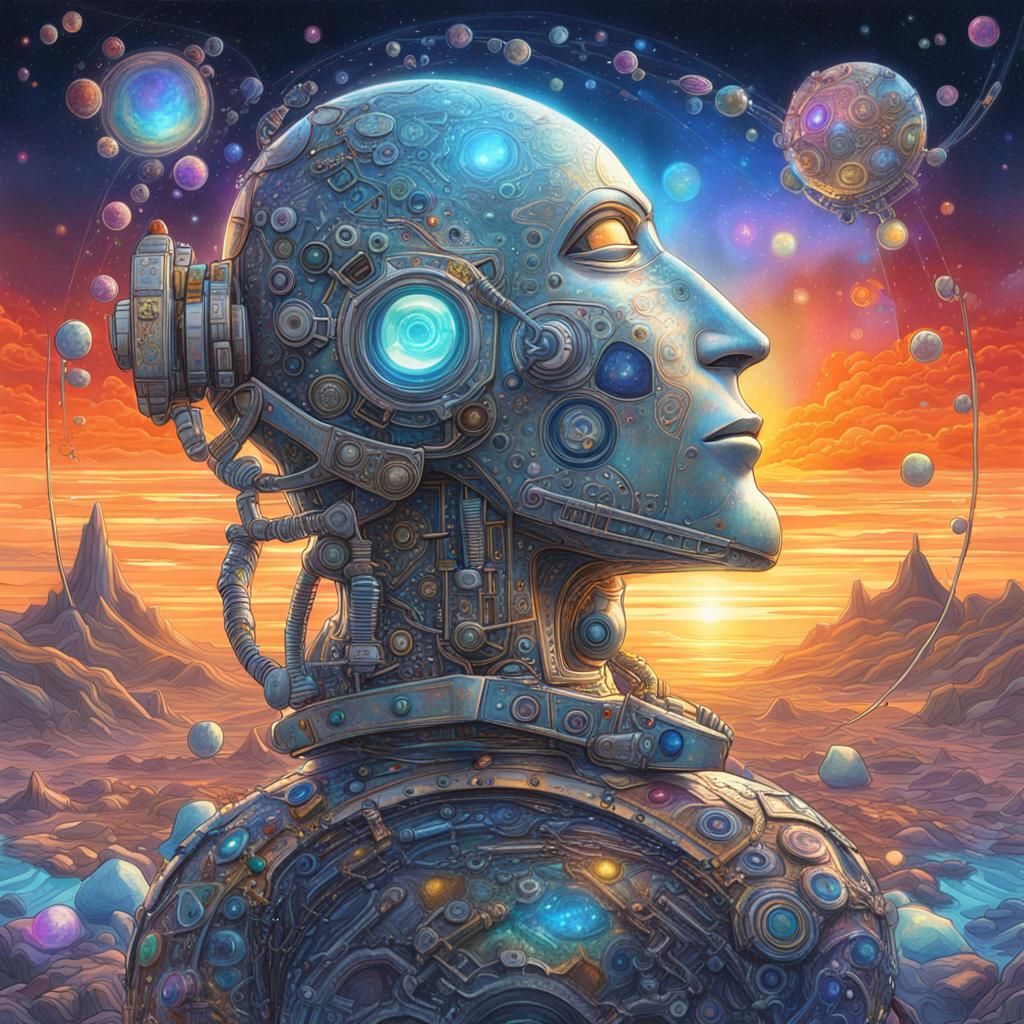 Robots and Quartz: A Cosmic Holographic Illustration