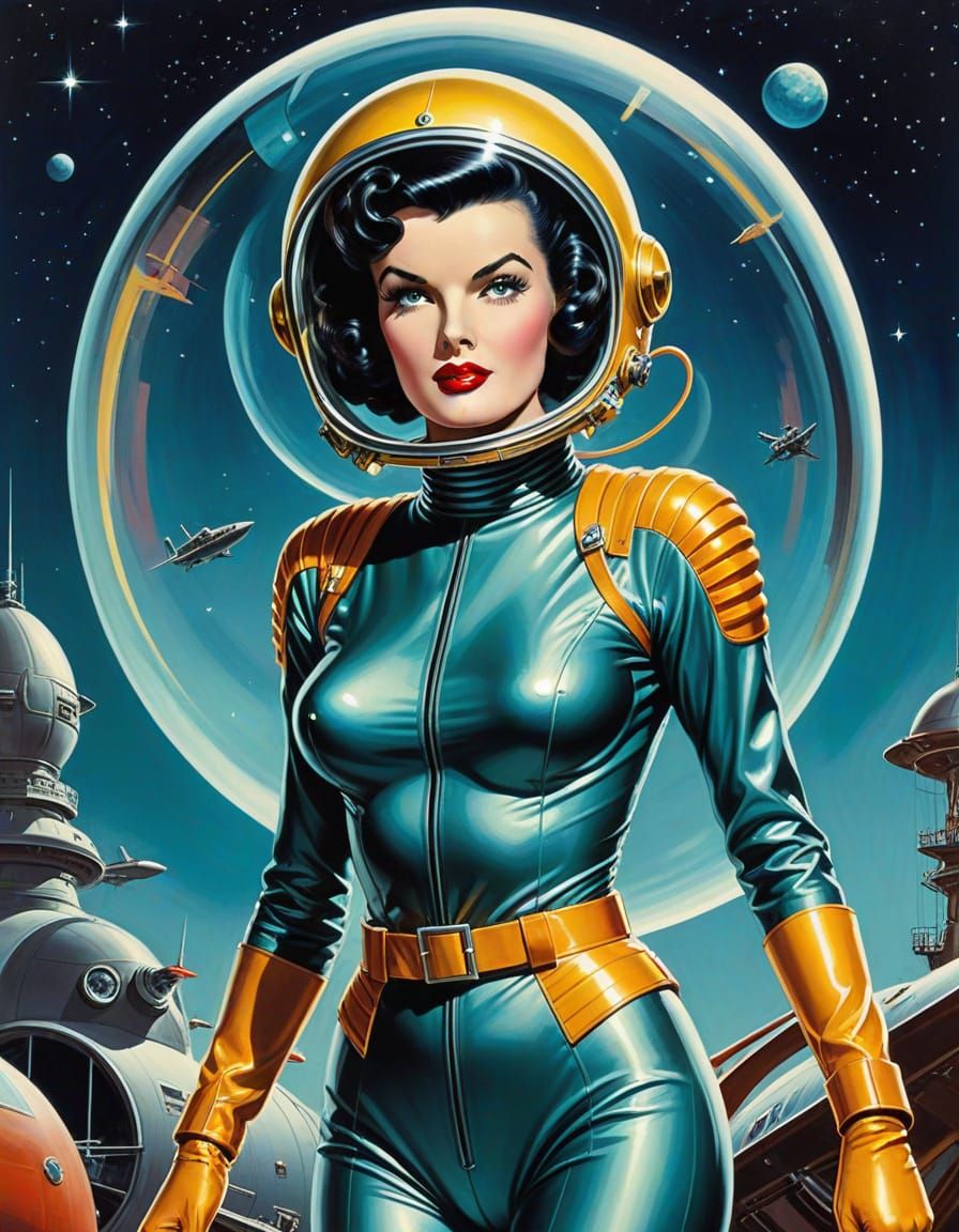 Retro Sci-Fi Pinup in Space Opera Style