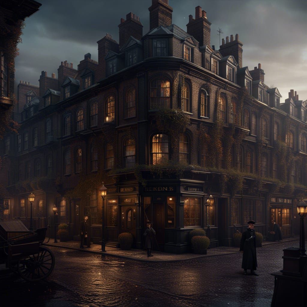Charles Dickens in Victorian London Matte Painting