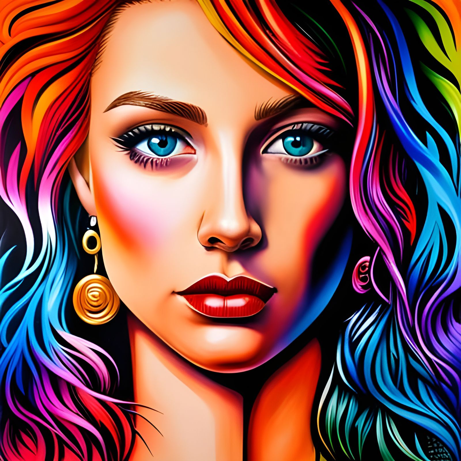 Beautiful Girl Portrait in Graffiti Splash Art Style