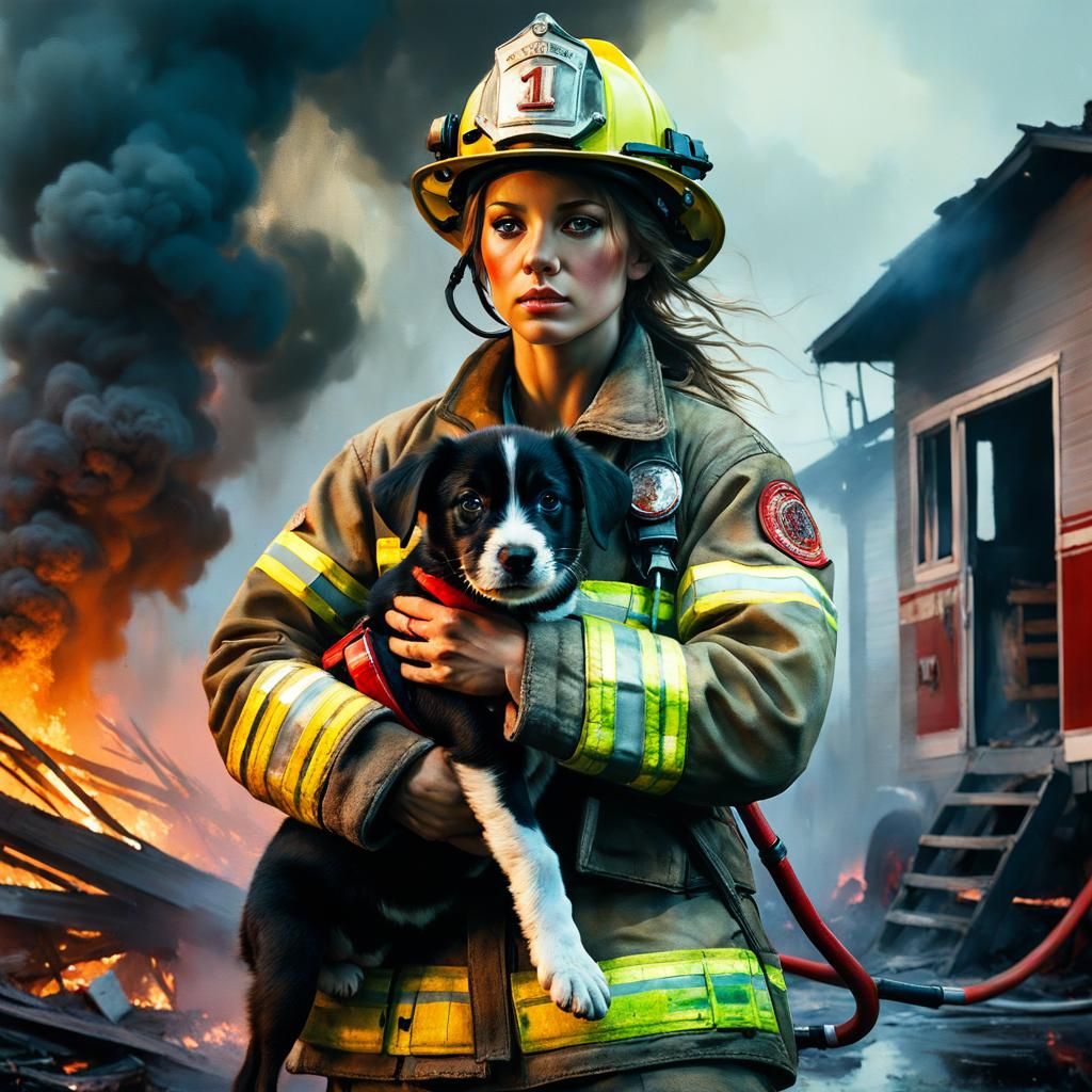 Firefighter Rescues Puppy in Burning Building