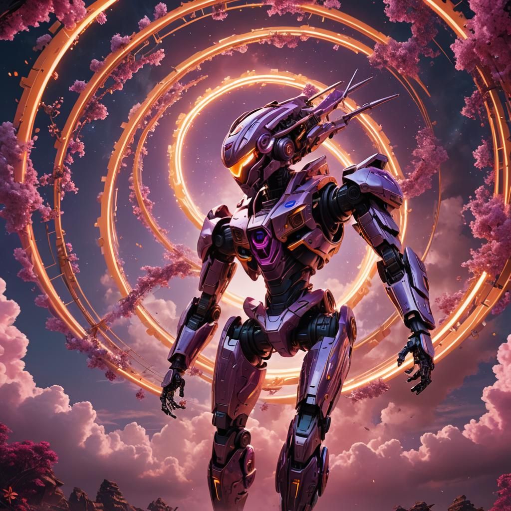 Mecha Couple Dance in Ethereal Cloud