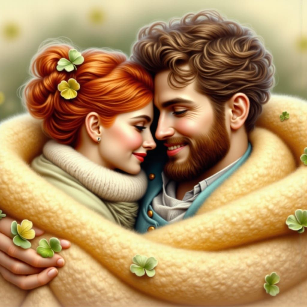 Handsome Irish Musician in Folk Art Style