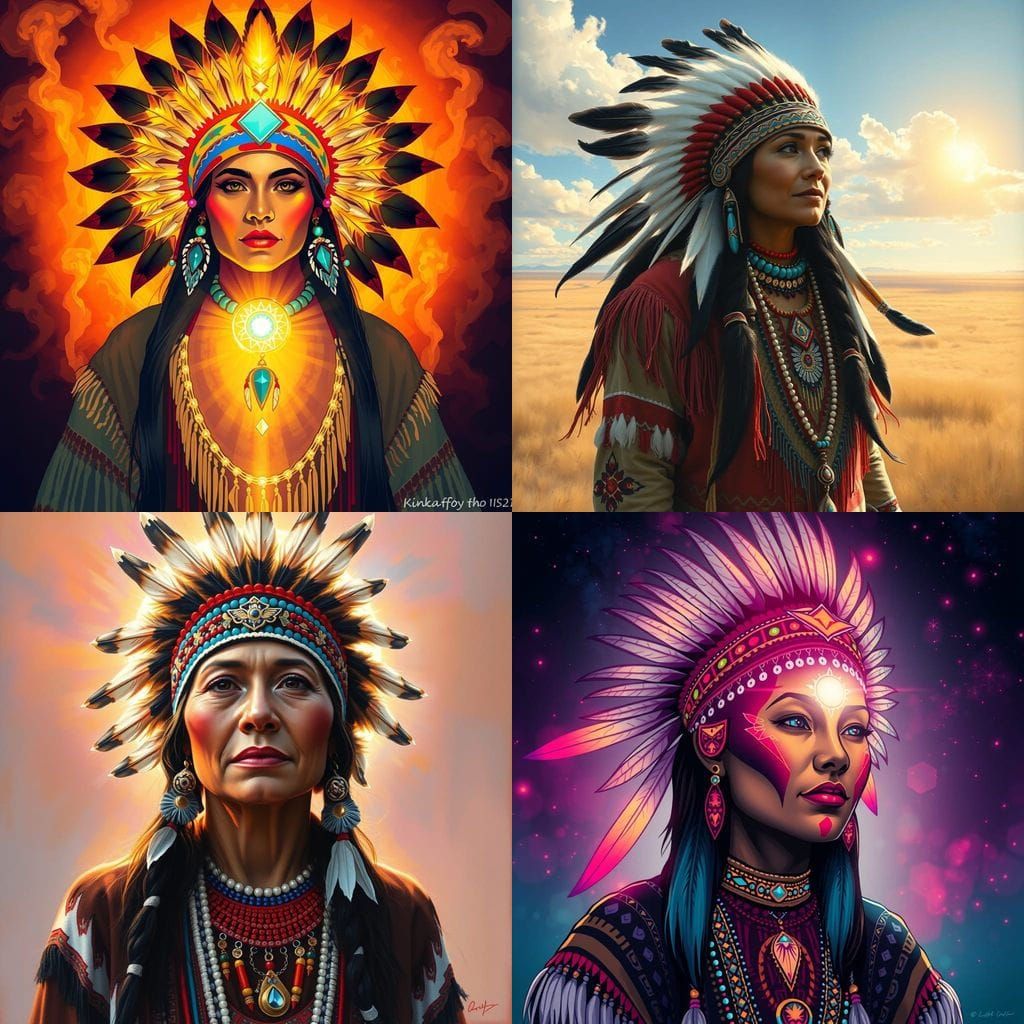 Empowered Blackfoot Woman Radiating Healing Light