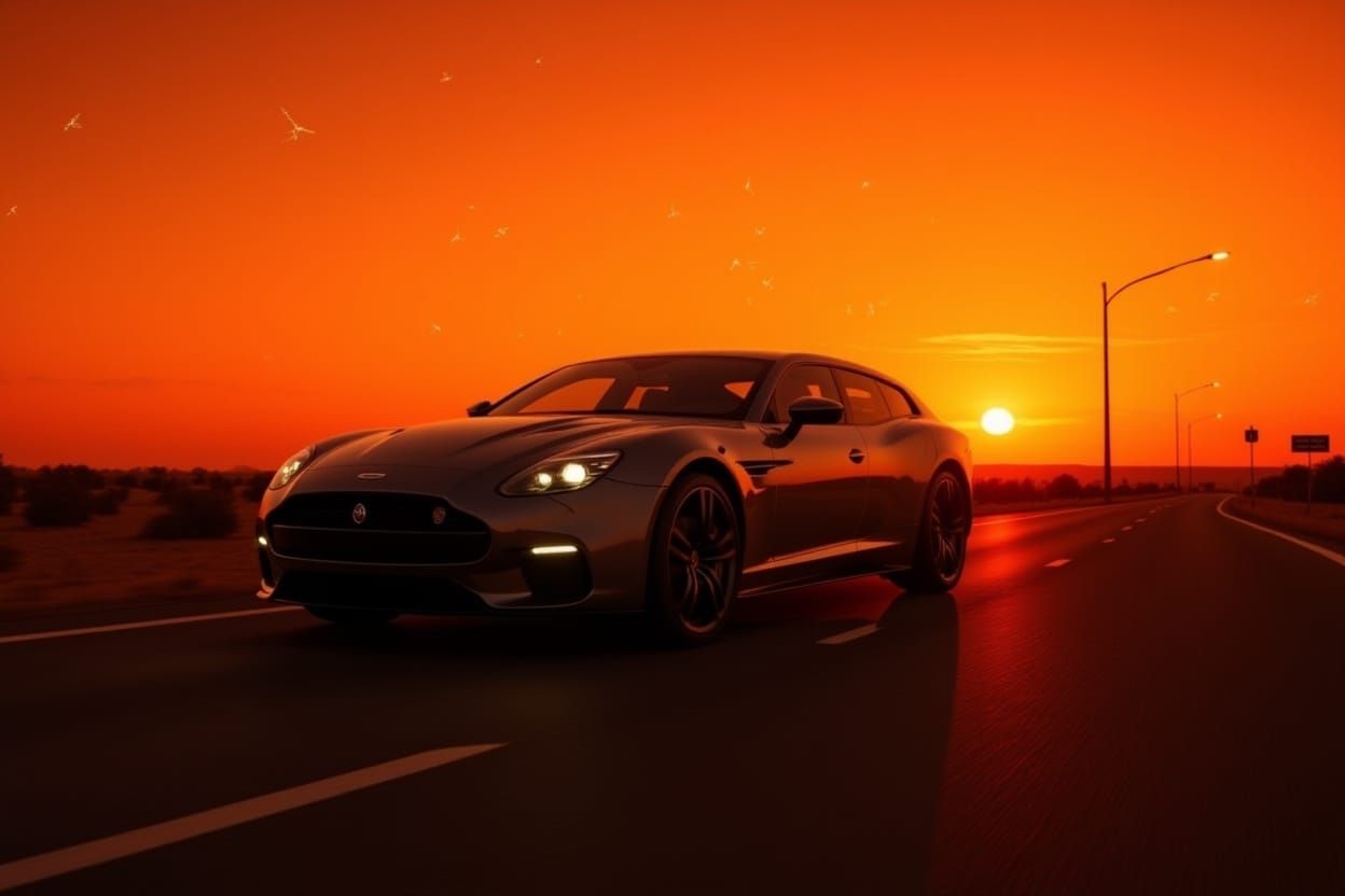 2025 Sport Wagon on Route 66 at Sunset with Fireflies