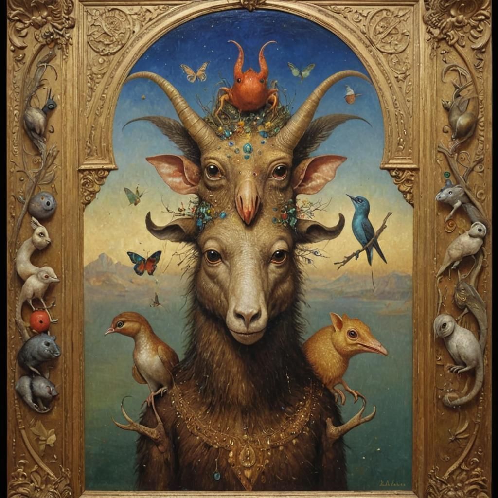 Surreal Animals in Symbolic Oil Painting