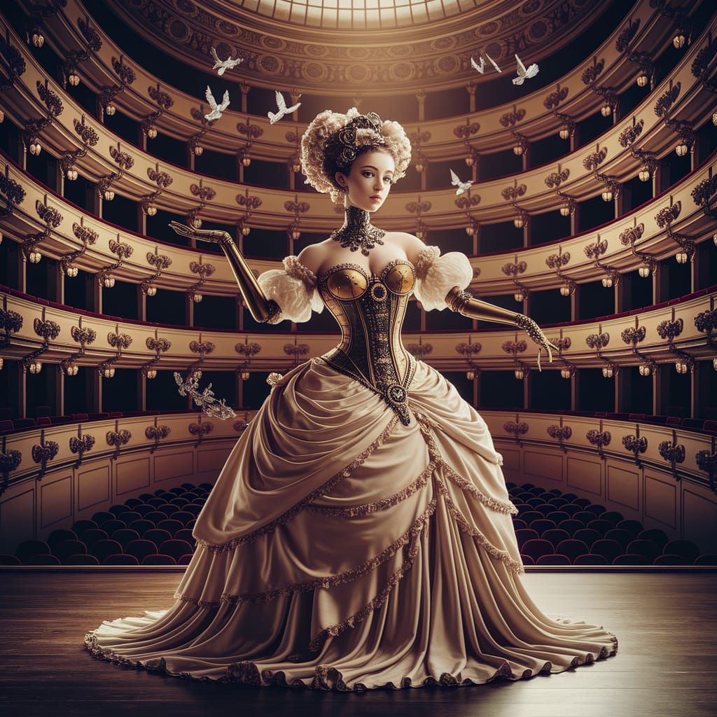 Steampunk Automaton Prima Donna in Baroque Opera House