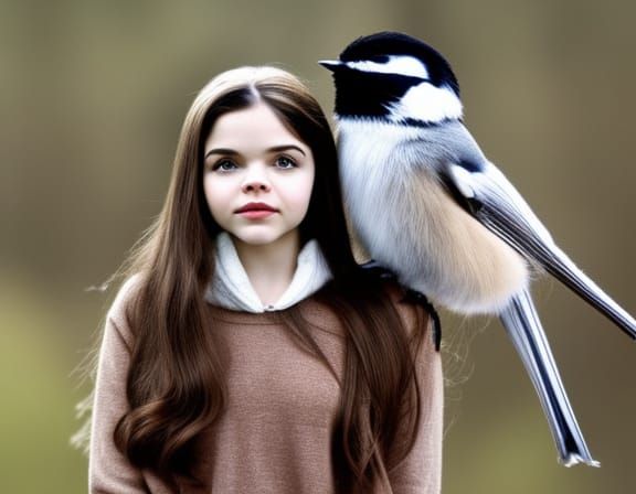 India Eisley and her chickadee