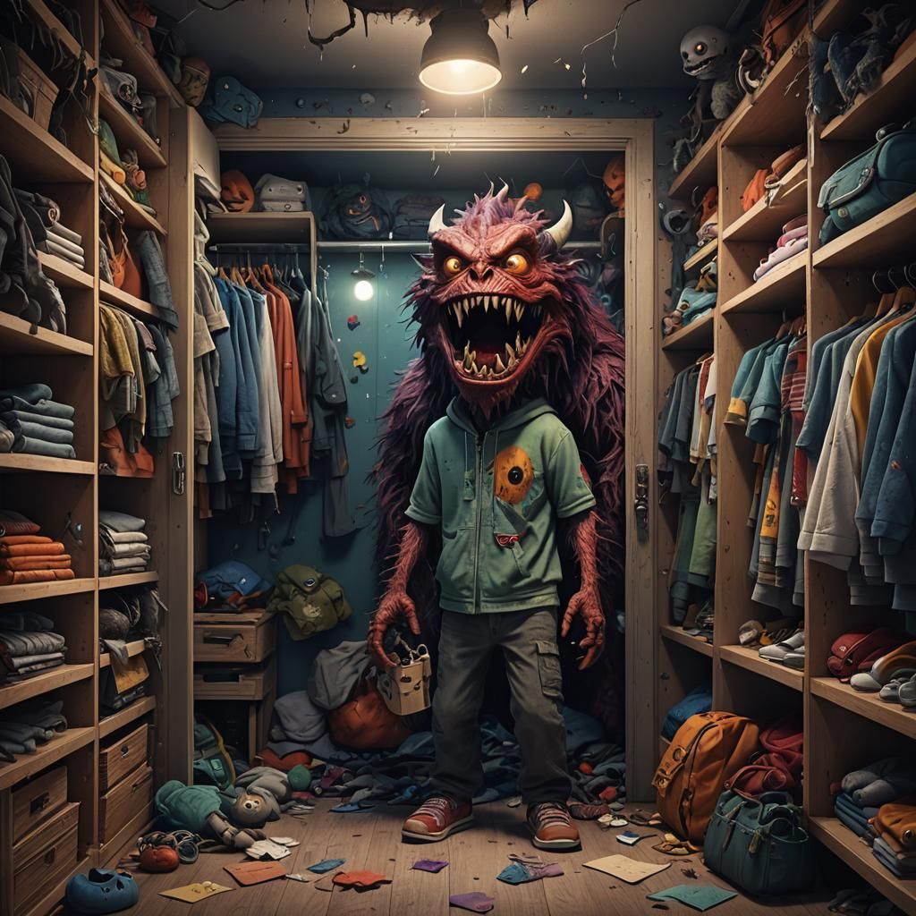 Scary Monster Hiding in Closet: Fantasy Concept Art