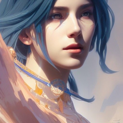 Goddess Tokino Sora: Art Nouveau Portrait