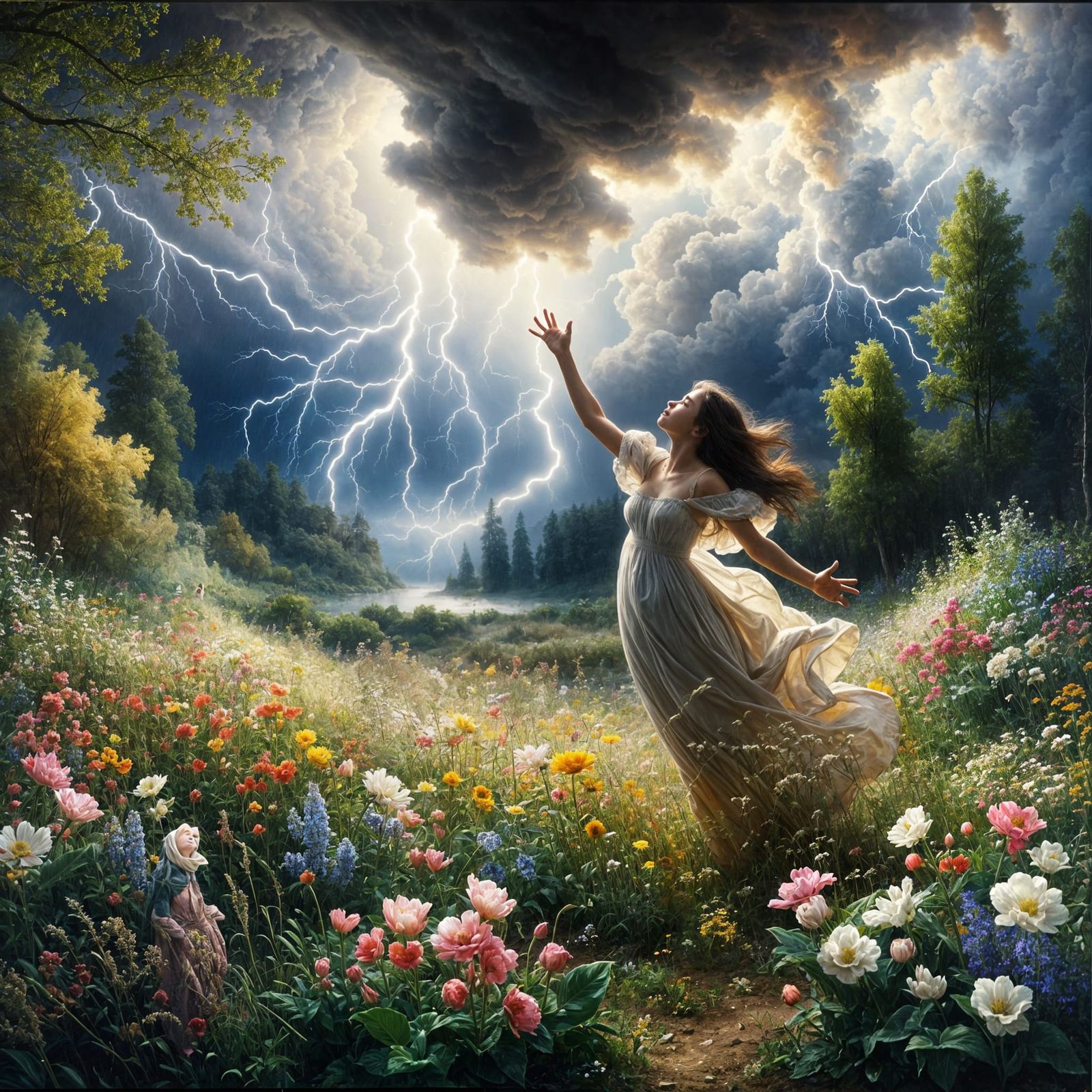 Girl Touches Lightning in Renaissance Painting