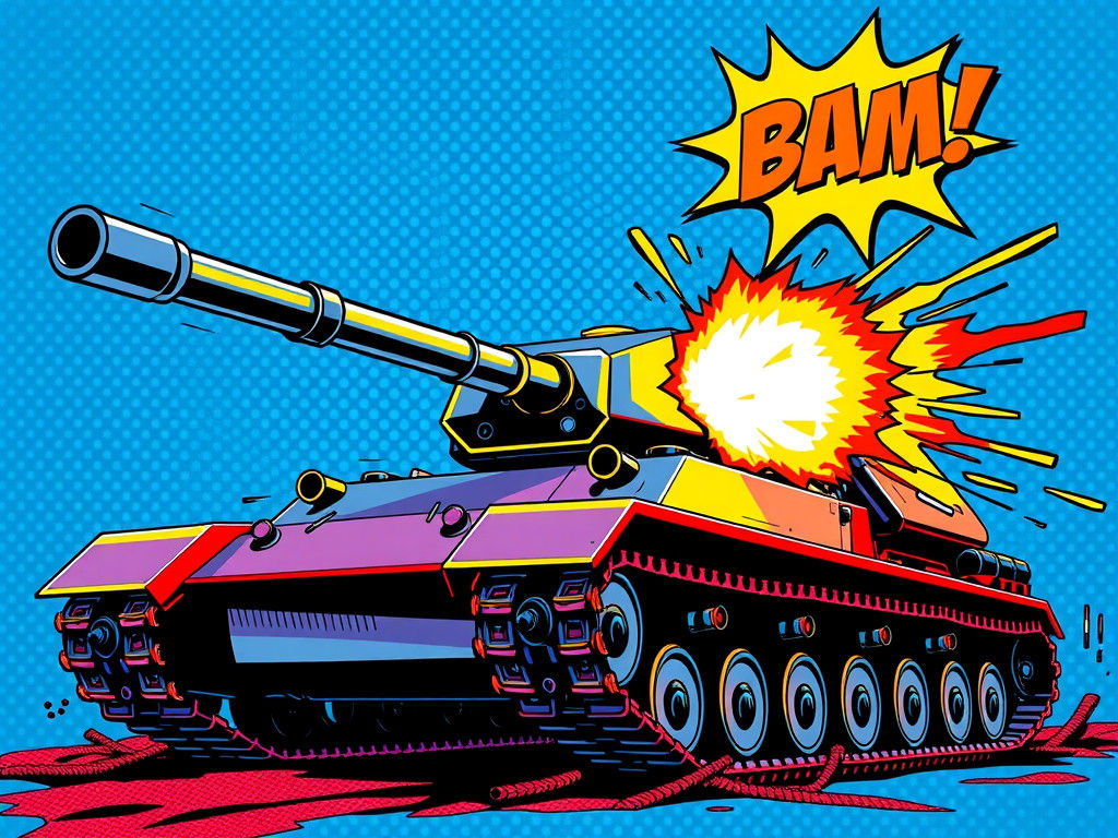 Comic Book Tank with 'BAM!' in Pop Art Style