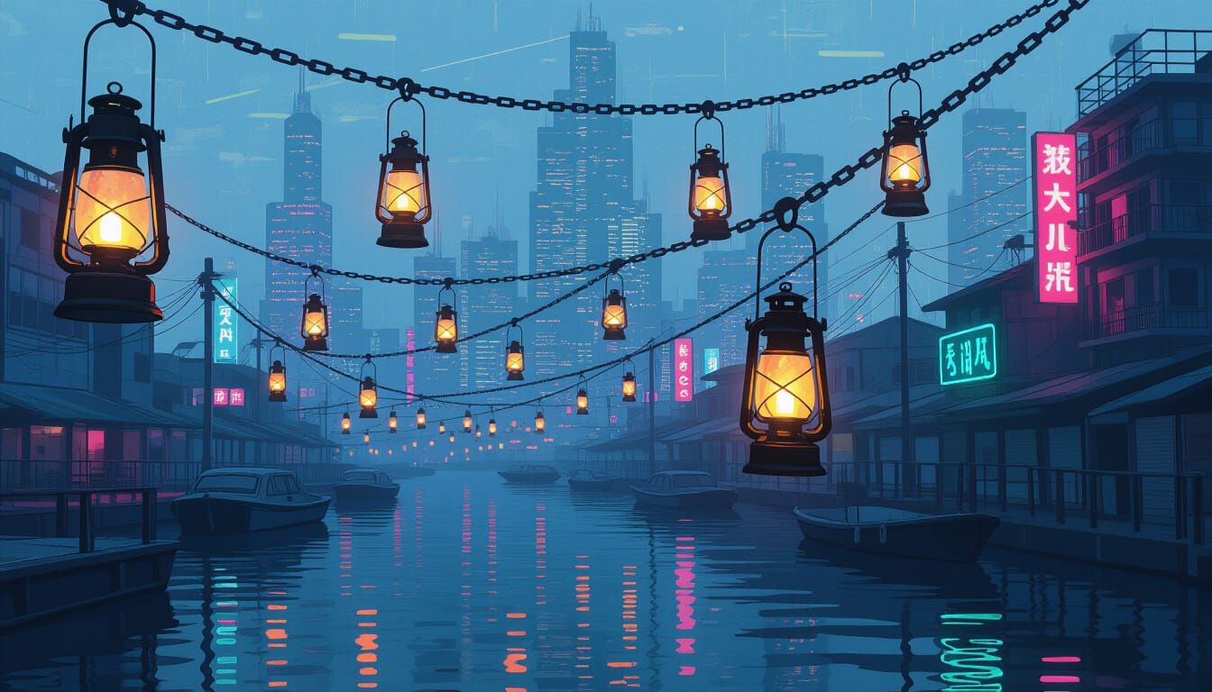 Gas Lanterns Light Up Floating Islands At Dusk