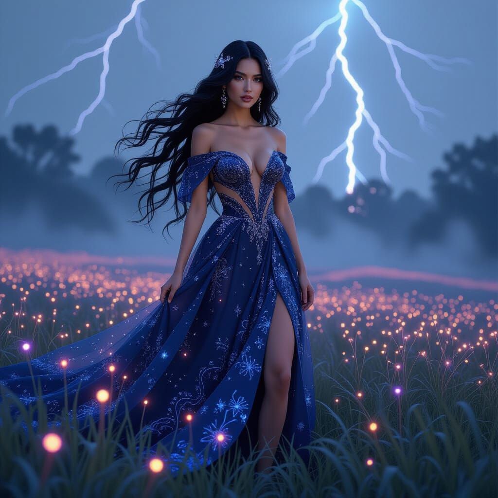 Bioluminescent Beauty in Art Nouveau Style