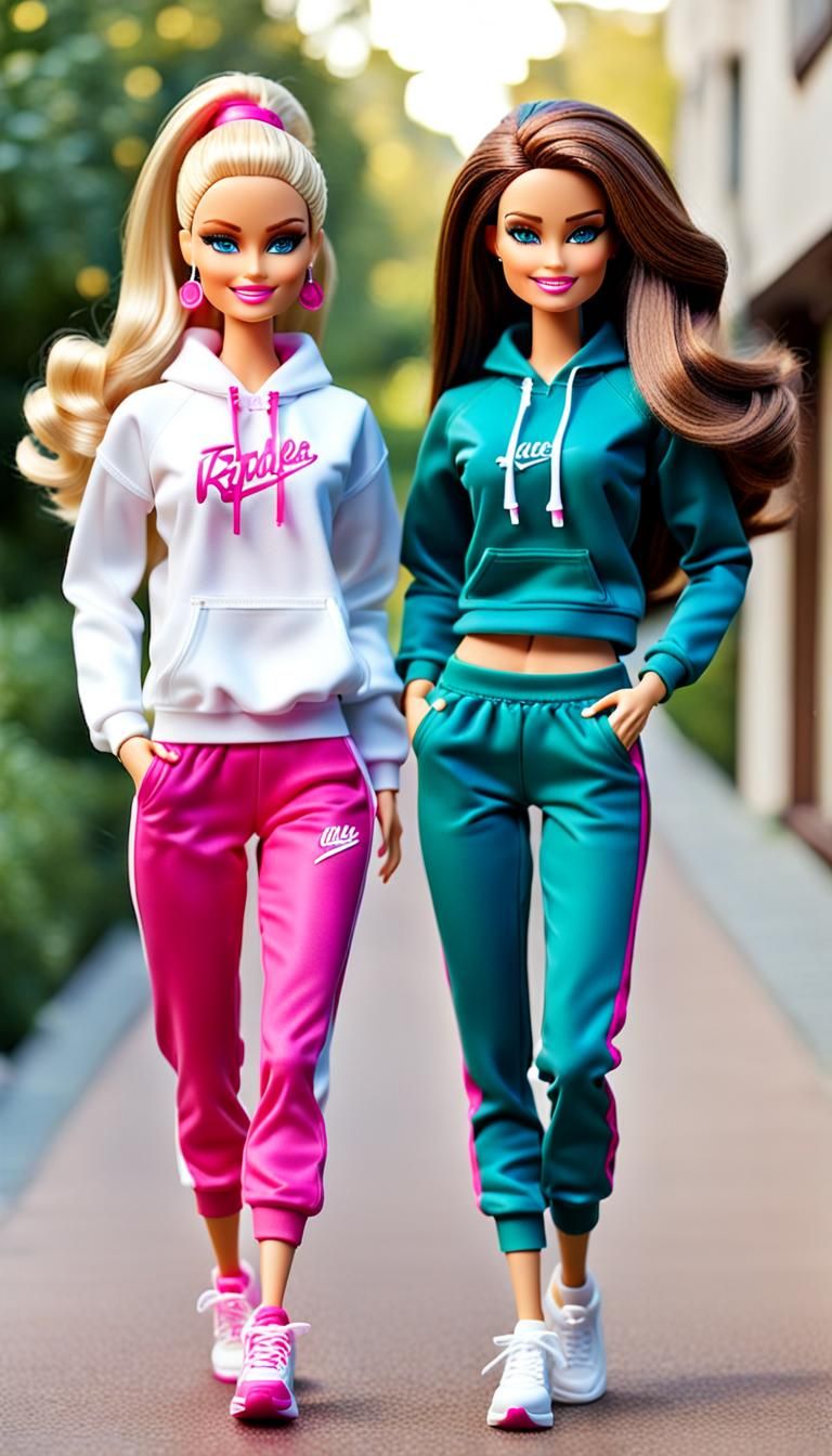 Barbie Friends Jogging Together Outdoors