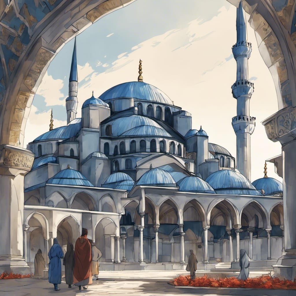 Blue Mosque in Istanbul, Anime Style