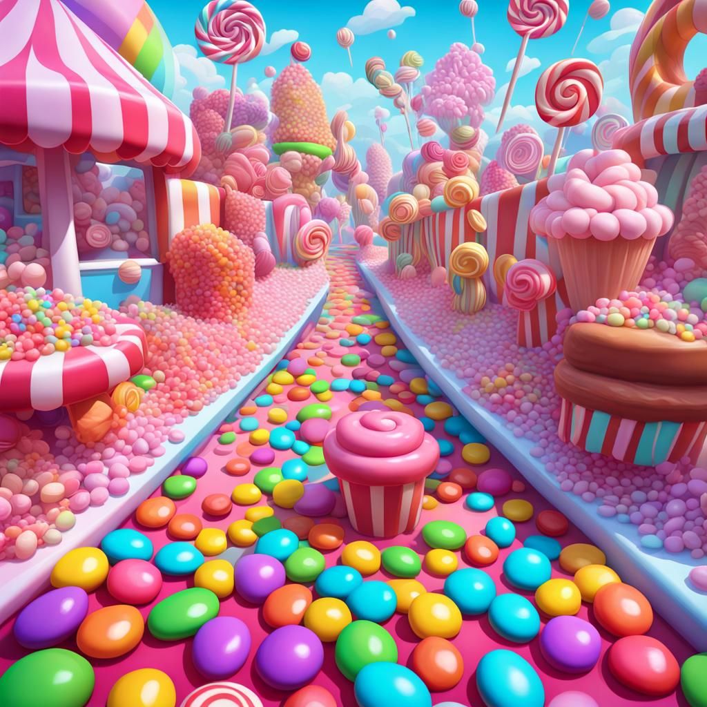 Candy Art Style Video Game Scene