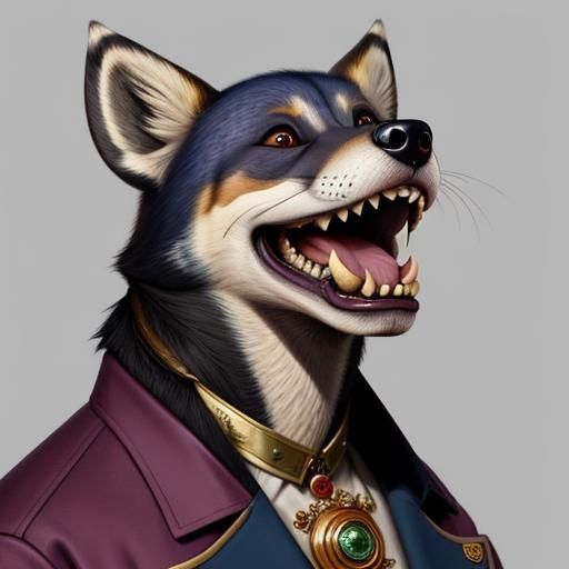 Surreal Dog Head Sculpture in Digital Art