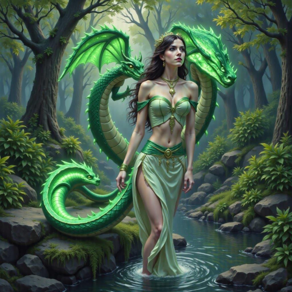 Princess and Dragon Fantasy Illustration