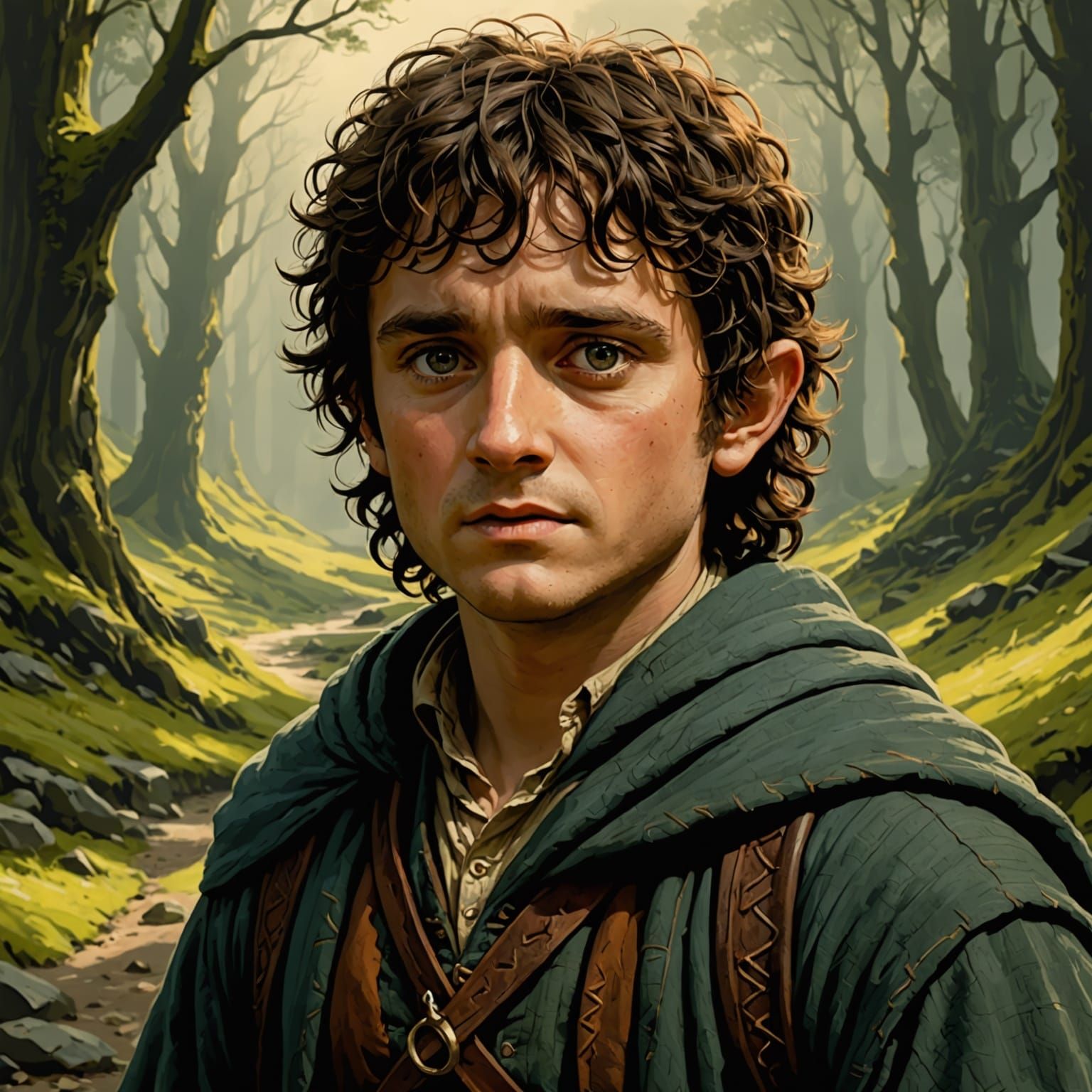 Hobbit Lord Frodo in Elegant Landscape