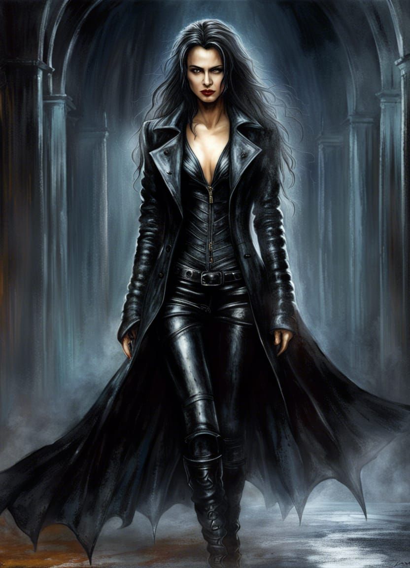 Gorgeous Vampire Selene Portrait in Oil Painting Style