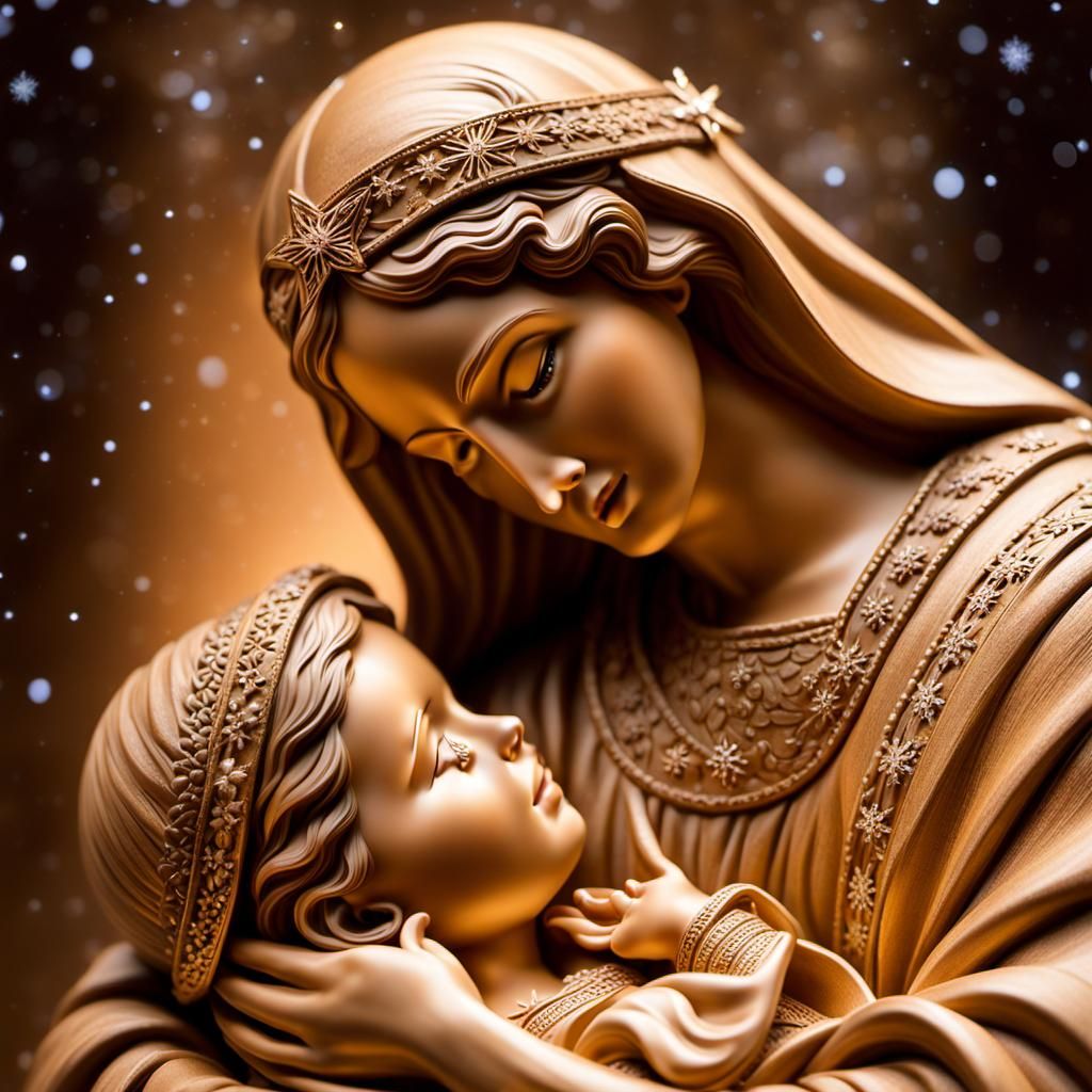 Holy Family Portrait in Vibrant Folk Art Style