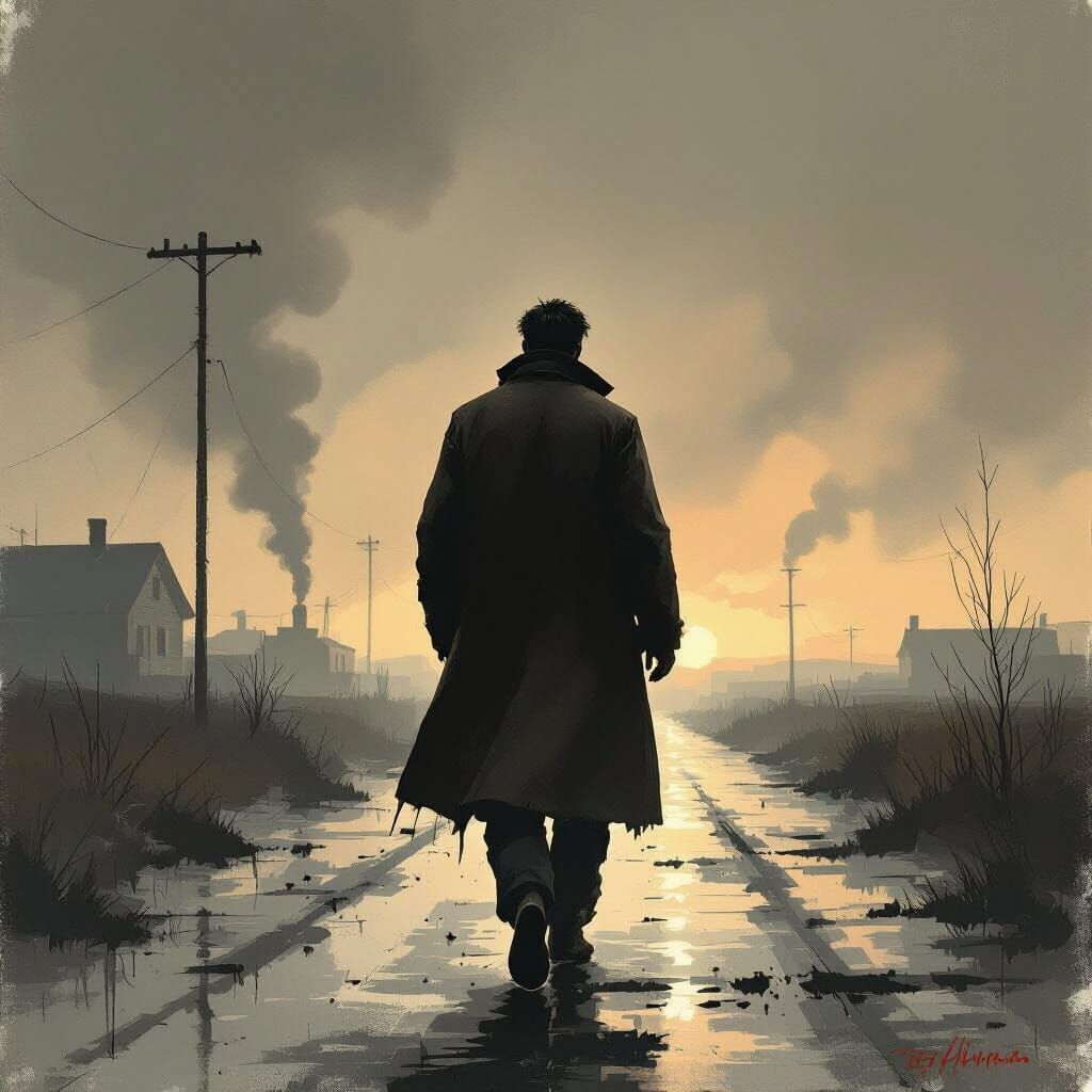 Returning Veteran in Dimly Lit Noir Style