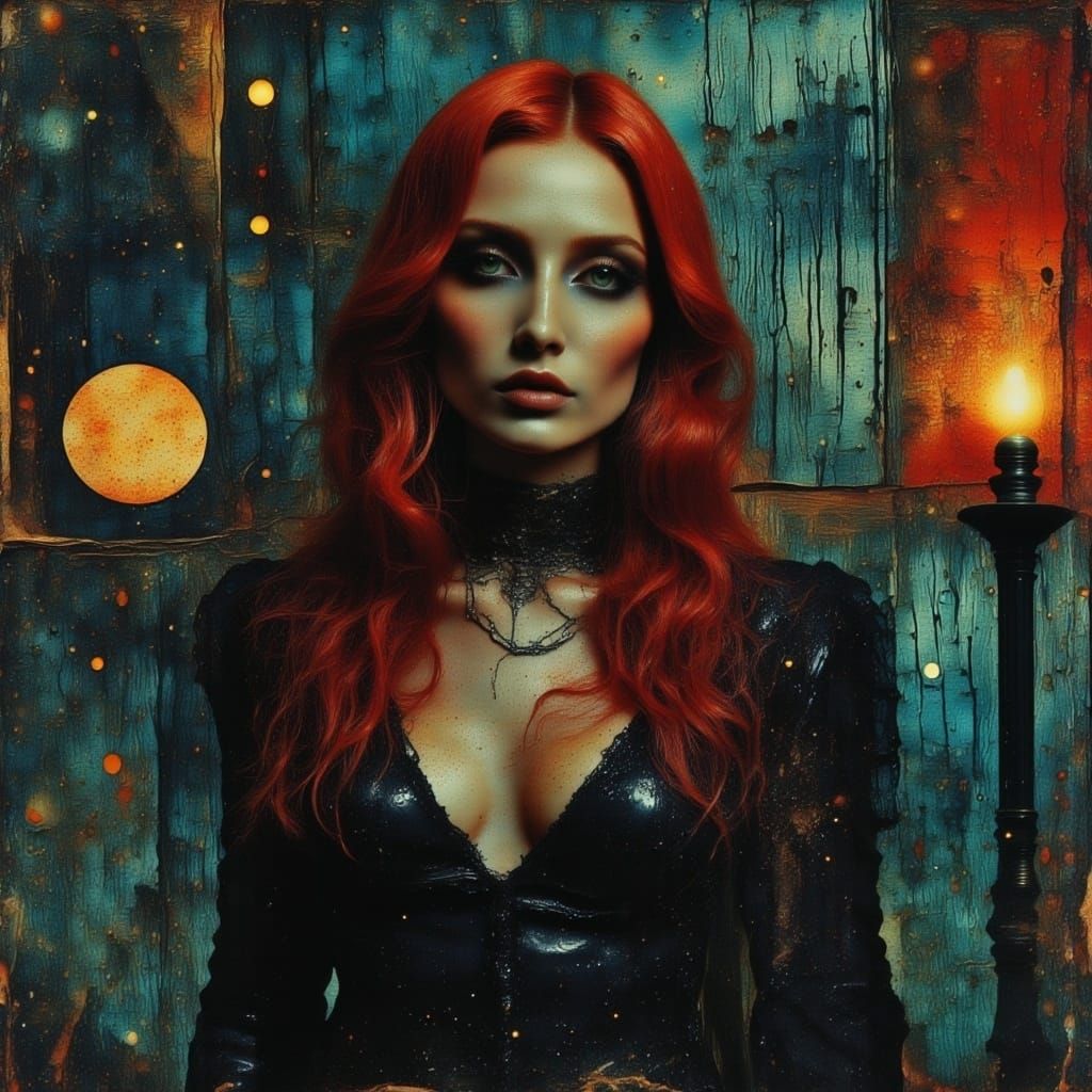 Gypsy Fortune Teller in Cyberpunk Neon Style