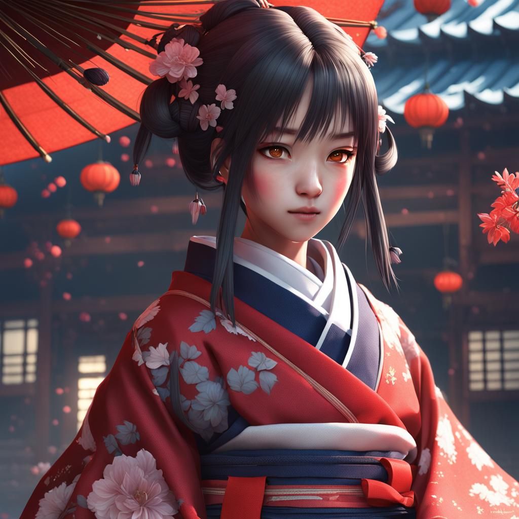 Anime Style Japanese Girl in 3D