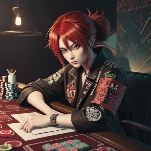Samurai Cyborg Girl in Casinocore Theme