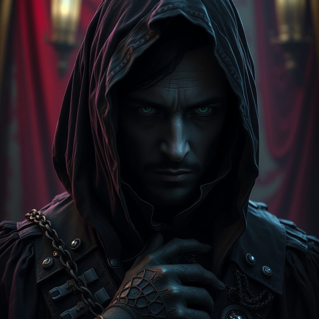 Victorian Assassin in Eerie, Colorful Concept Art