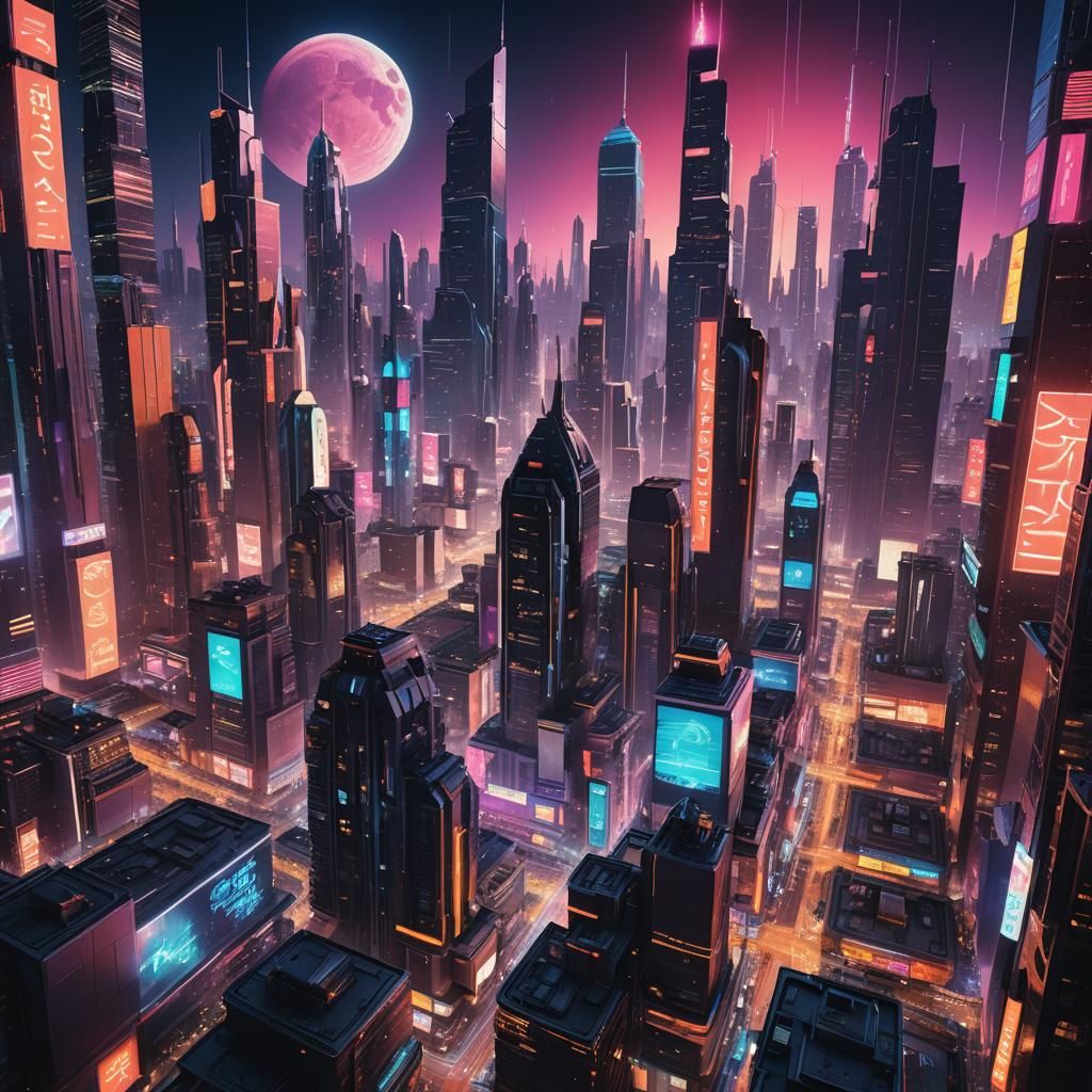 Futuristic Capitalist Cityscape in Space: Digital Matte Pain...
