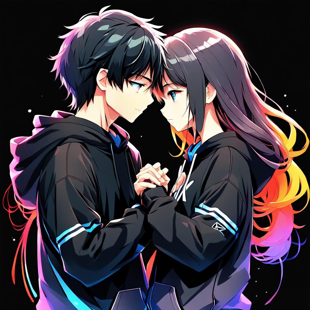 Romantic Anime Scene of Teen Couple