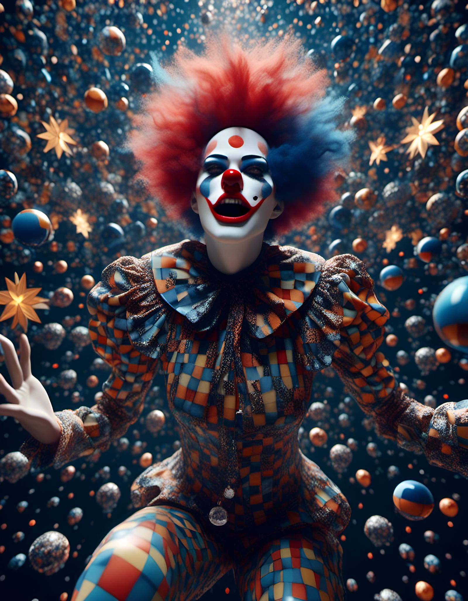 Clown Gliding Among Stars: Shattered Geometric Abstract Art