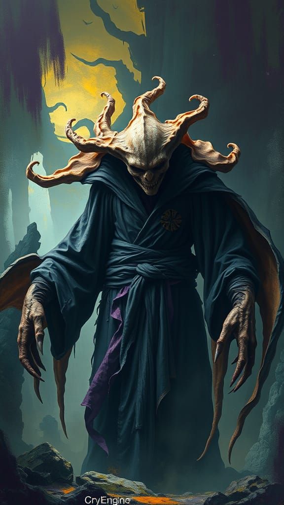 Gigantic Vampire Fungus Creature in Impressionistic Style